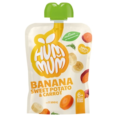 Hum Mum Sweet Potato, Banana and Carrot Puree, 100g