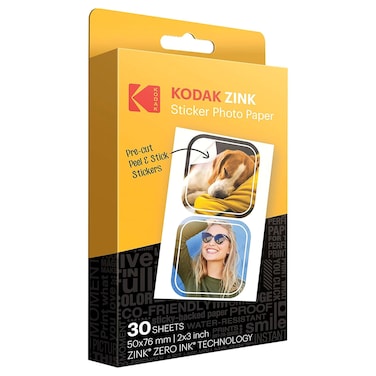 كوداك ورق صور زينك ممتاز، مقاس 2 × 3 بوصة، لاصق مقطوع مسبقًا، 30 ورقة