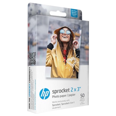 إتش بي سبروكيت ورق صور  2 × 3 بوصة بريميوم زينك ستيكي باك 50 ورقة