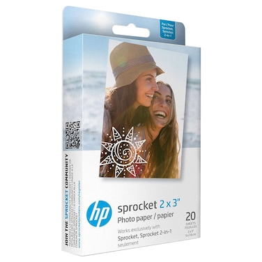 إتش بي سبروكيت ورق صور  2 × 3 بوصة بريميوم زينك ستيكي باك 20 ورقة