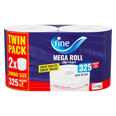 Fine Kitchen Paper Mega Roll 1 Ply 1500 Sheets 2 Rolls, 350m