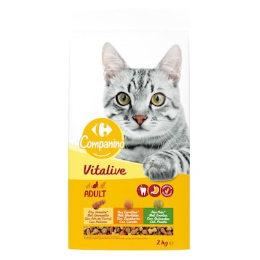 Carrefour Companino Vitalive Animal Meat and Vegetable Biscuit Adult Cat Food, 2kg