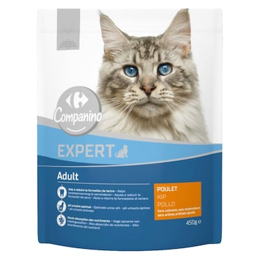 Carrefour Companino Expert Chicken Croquettes Dry Cat Food, 450g