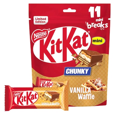 Nestle KitKat Chunky Mini Vanilla Waffle Milk Chocolate Covered Wafer Bars, 195.8g