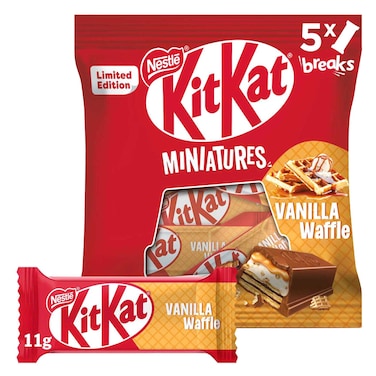 Nestle KitKat Chunky Mini Vanilla Waffle Milk Chocolate Covered Wafer Bars, 110g