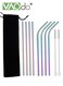 10PCS Reusable Stainless Steel Metal Straws with with Storage Bag Long Drinking Straws with 2 Cleaning Brushes Included Multicolor