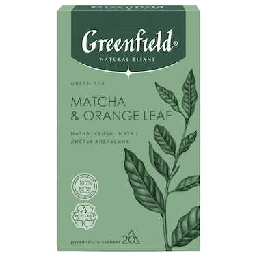 Greenfield Natural Tisane Matcha and Orange Leaf Green Tea Bags 20 Tea Bags