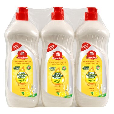 كارفور سوبر ديجريسينج أكشن سائل غسيل الصحون مزيل للدهون ممتاز بعطور متنوعة 600 ملل حزمة من 3