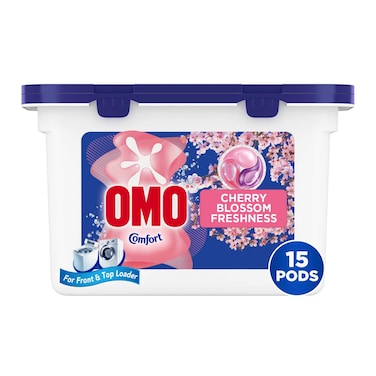 Omo Comfort 3in1 Laundry Capsules, Cherry Blossom Freshness, 15 Capsules