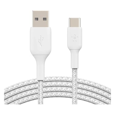 Belkin USB-A to C Braided Charging Cable, White, 1m