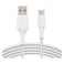Belkin USB-A to C Braided Charging Cable, White, 1m