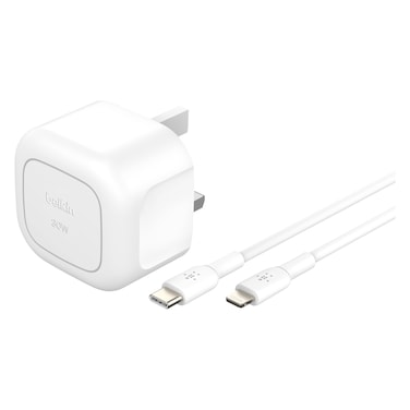 Belkin Cube USB-C Wall Charger with USB C Cable, White, 30w
