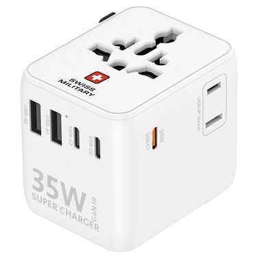 Swiss Military Super Charger GaN III Travel Charger, White, 35 W