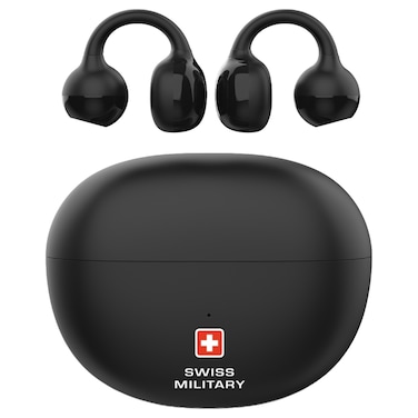 Swiss Military Delta 6 Truly Wireless Bluetooth Clip-On Earbuds, Black