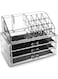 AWH Clear Acrylic Organizer with 3 Drawers &ndash; Stylish Makeup Storage Solution for Bathroom &amp; Dresser &ndash; Multi-Compartment Cosmetic Holder for Brushes, Nail Polish, Lipstick &amp; Beauty Essentials
