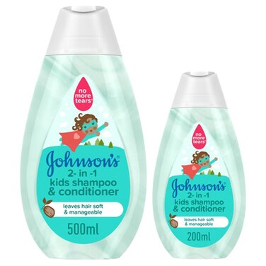 Johnson's No More Tears 2-in-1 Kids Shampoo, 500ml + Conditioner, 200ml
