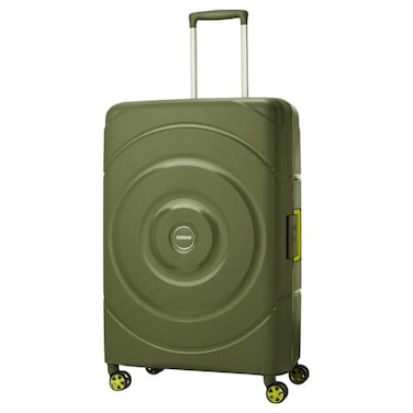 American Tourister Circurity 2 Wheels Spinner Hard Luggage Trolley, Olive Green, 77cm