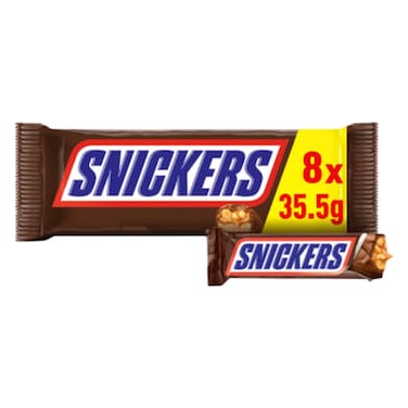 Snickers Chocolate Snack Size Bars Multipack, 35.5g Pack of 8