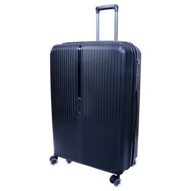 Cosmo Crystal 8 Wheel Hard Luggage Trolley, Large, Black, 70cm