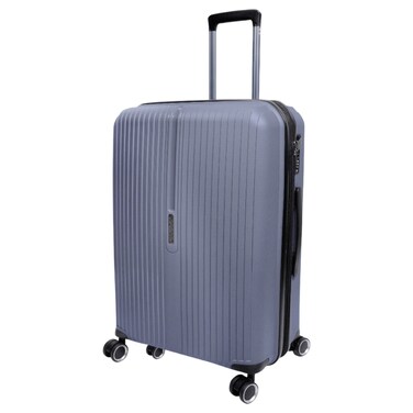 Cosmo Crystal 8 Wheel Hard Luggage Trolley, Large, Light Grey, 70cm