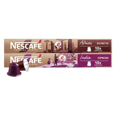 Nescafe India Espresso Coffee Capsules 10 Capsules + Nescafe Africas Ristretto Coffee Capsules 10 Capsules