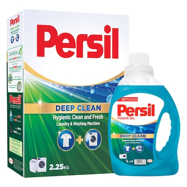 Persil Deep Clean Low Foam Detergent Powder and Deep Clean Low Foam Power Gel, 2.25kg+1L