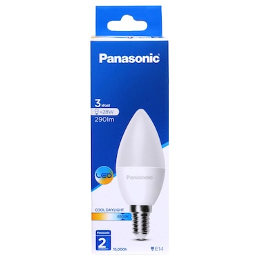 Panasonic LED Lamp, Cool Daylight, 3 W, E14