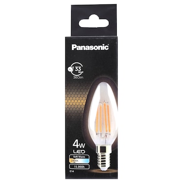 Panasonic LED Amber Glass Lamp, Soft Warm, 4 W, E14