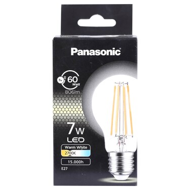 Panasonic LED Clear Glass Lamp, Warm White, 7 W E27