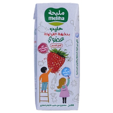Meliha Organic Strawberry Full Fat UHT Milk, 180ml
