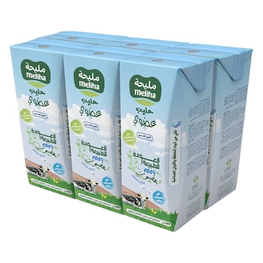 Meliha Back To Nature Organic Full Fat UHT Milk, 180ml Pack of 6
