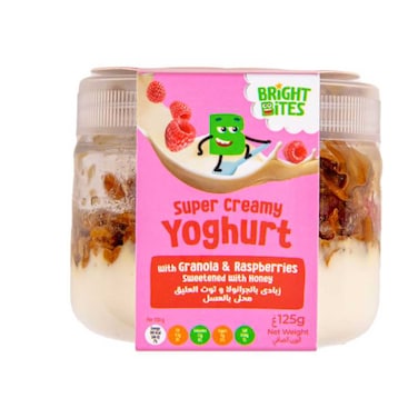 Bright Bites Yoghurt With Granola And Raspberries