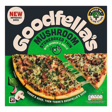 غودفيللا بيتزا رقيقة مخبوزة على الحجر مع السبانخ والثوم، 378 غرام