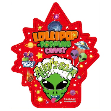Alien's Sour Mix Fruit Flavour Lollipop with Popping Candy, 21g