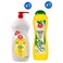 Carrefour Super Degreasing Action Dishwashing Liquid, Lemon, and Scouring Cream Cleaner with Micro Crystals, Lemon, 1.25L+750ml