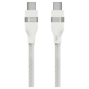 Anker Braided USB-C to USB-C Data Sync and Charging Cable, White, 3 ft, 240 W