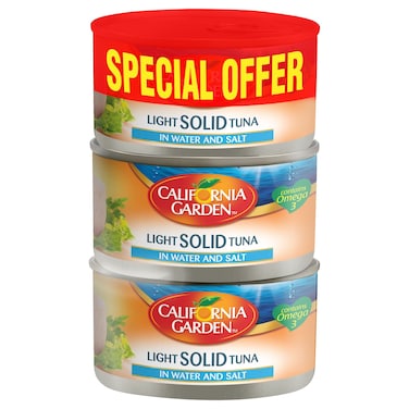 California Garden Light Solid Tuna in Water and Salt, 170g Pack of 3