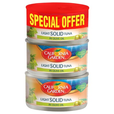 California Garden Light Solid Tuna in Olive Oil, 170g Pack of 3
