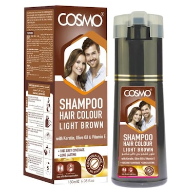 Cosmo Hair Colour Shampoo, Light Brown, 180ml