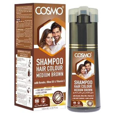 Cosmo Hair Colour Shampoo, Medium Brown, 180ml