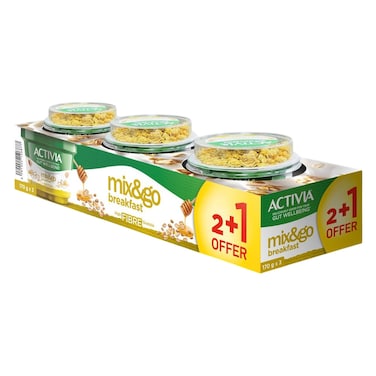 Activia Mix &amp; Go Breakfast Honey and Granola Yogurt, 170g Pack of 3