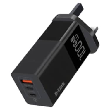 دي-لينك محول GaN بمنفذ USB-A ومنفذين USB-C، DPC-1003، 100 واط، أسود