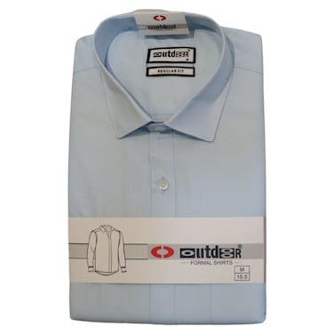 Outdoor Men's Poplin Long Sleeve Formal Shirt, Light Blue, S-3XL