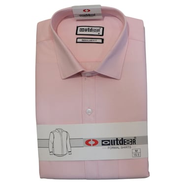 Outdoor Men's Oxford Long Sleeve Formal Shirt, Pink, S-3XL