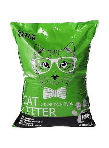 Cool Clean Clumping Cat Litter Apple 10Kg, Green