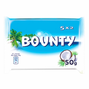 باونتي شوكولاتة، لوح شوكولاتة محشو بجوز الهند الطري بالحليب، ميغا  عبوة 5 × 2، 50 جم