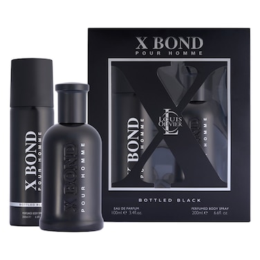 Louis Olivier X Bond Bottled Black Eau De Parfum, 100ml + Body Spray Gift Set for Men, 200ml 