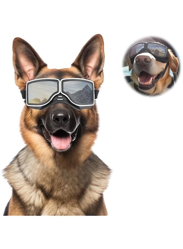 Azonee Dog Goggles, Large Dog Sunglasses with UV Protection, Windproof and Dustproof, Soft Frame with Adjustable Strap for Outdoor Riding and Motorcycle Driving