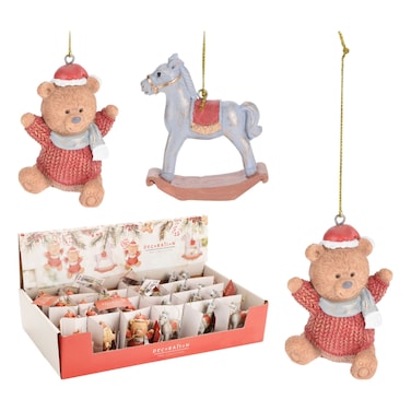 Christmas Hanging Decoration Bear and Horse, 4x5x7cm