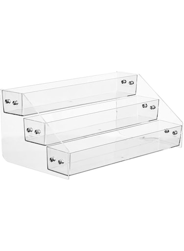 Kihor Acrylic Spice Rack, Tiered Spice Rack Shelf Seasoning Organizer for Countertop, Cabinet, Pantry, Kitchen Storage - 3 Tier